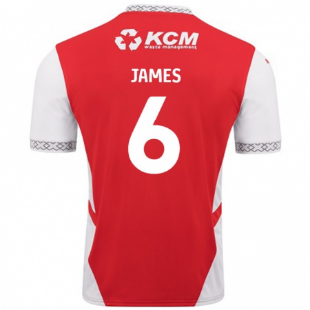 Kandiny Damen Reece James #6 Rot Weiß Heimtrikot Trikot 2024/25 T-Shirt