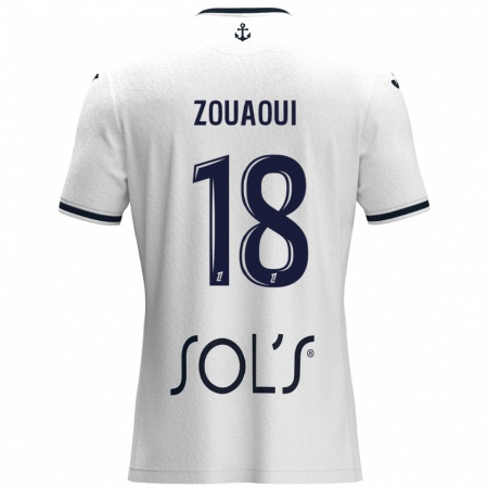 Kandiny Damen Yanis Zouaoui #18 Weiß Dunkelblau Auswärtstrikot Trikot 2024/25 T-Shirt