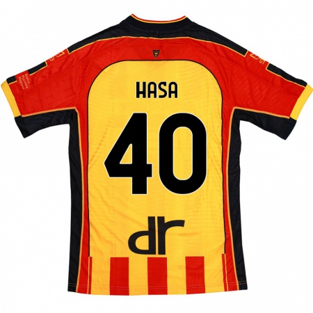 Kandiny Kinder Luis Hasa #40 Gelb Rot Heimtrikot Trikot 2024/25 T-Shirt