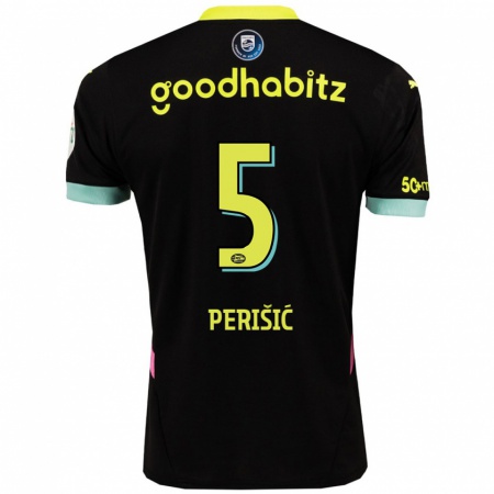 Kandiny Kinder Ivan Perisic #5 Schwarz Gelb Auswärtstrikot Trikot 2024/25 T-Shirt