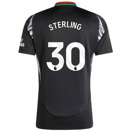 Kandiny Kinder Raheem Sterling #30 Schwarz Auswärtstrikot Trikot 2024/25 T-Shirt