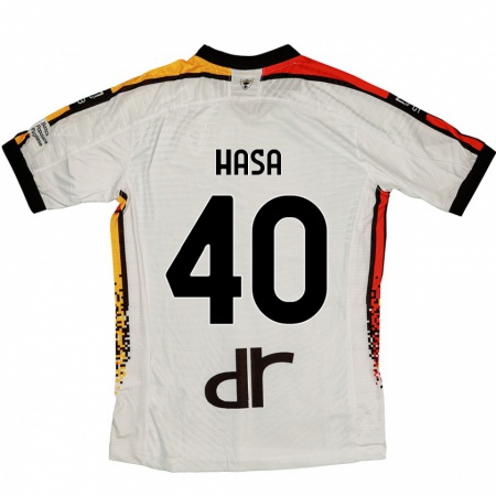 Kandiny Kinder Luis Hasa #40 Weiß Schwarz Auswärtstrikot Trikot 2024/25 T-Shirt