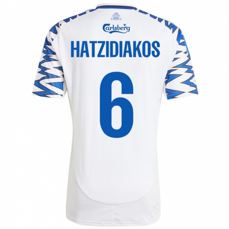 Kandiny Kinder Pantelis Hatzidiakos #6 Weiß Himmelblau Heimtrikot Trikot 2024/25 T-Shirt