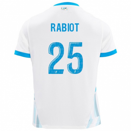 Kandiny Herren Adrien Rabiot #25 Weiß Himmelblau Heimtrikot Trikot 2024/25 T-Shirt