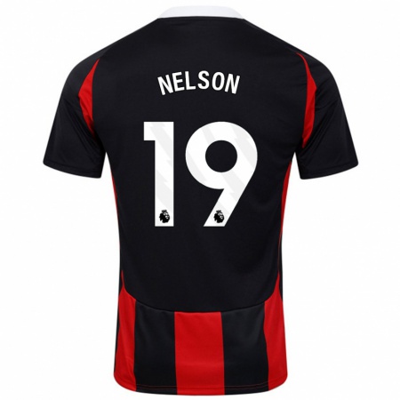 Kandiny Herren Reiss Nelson #19 Schwarz Rot Auswärtstrikot Trikot 2024/25 T-Shirt