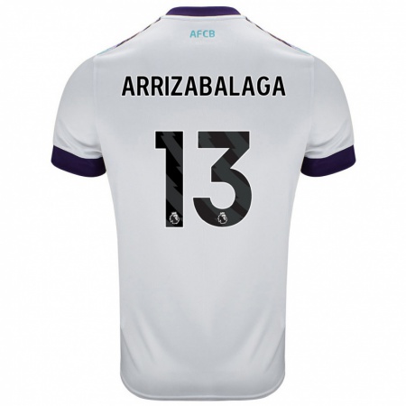 Kandiny Herren Kepa Arrizabalaga #13 Weiß Grün Lila Auswärtstrikot Trikot 2024/25 T-Shirt