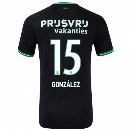 Kandiny Herren Facundo González #15 Schwarz Grün Auswärtstrikot Trikot 2024/25 T-Shirt