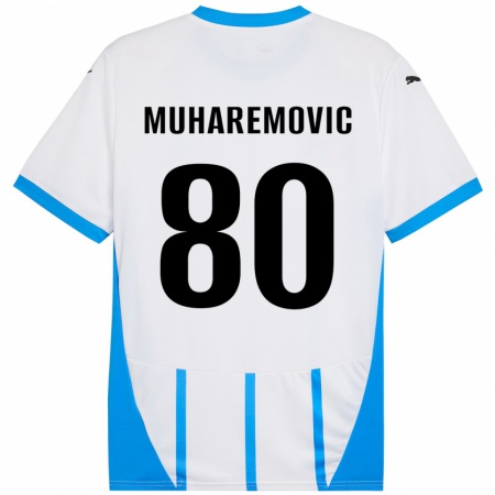 Kandiny Herren Tarik Muharemovic #80 Weiß Blau Auswärtstrikot Trikot 2024/25 T-Shirt