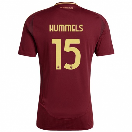 Kandiny Herren Mats Hummels #15 Rot Braun Gold Heimtrikot Trikot 2024/25 T-Shirt