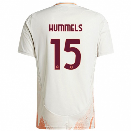 Kandiny Herren Mats Hummels #15 Cremeweiß Orange Auswärtstrikot Trikot 2024/25 T-Shirt