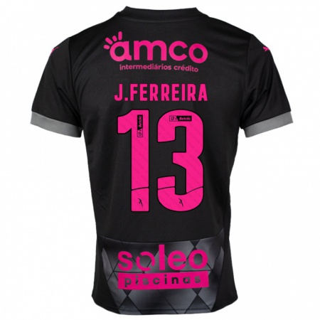 Kandiny Herren João Ferreira #13 Schwarz Rosa Auswärtstrikot Trikot 2024/25 T-Shirt