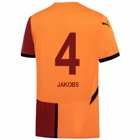 Kandiny Herren Ismail Jakobs #4 Gelb Rot Heimtrikot Trikot 2024/25 T-Shirt