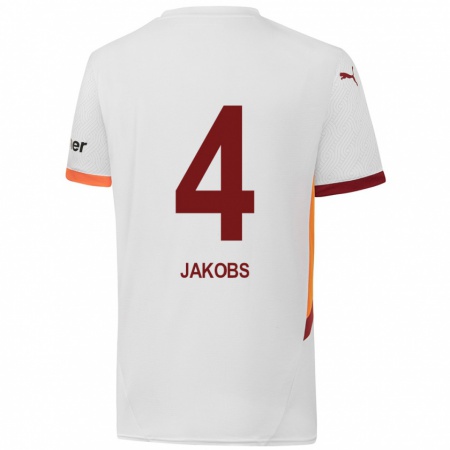 Kandiny Herren Ismail Jakobs #4 Weiß Gelb Rot Auswärtstrikot Trikot 2024/25 T-Shirt