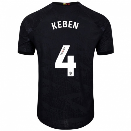 Kandiny Herren Kévin Keben #4 Schwarz Weiß Auswärtstrikot Trikot 2024/25 T-Shirt