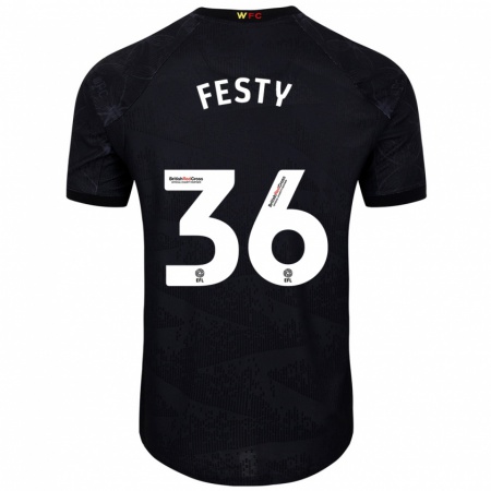 Kandiny Herren Festy Ebosele #36 Schwarz Weiß Auswärtstrikot Trikot 2024/25 T-Shirt