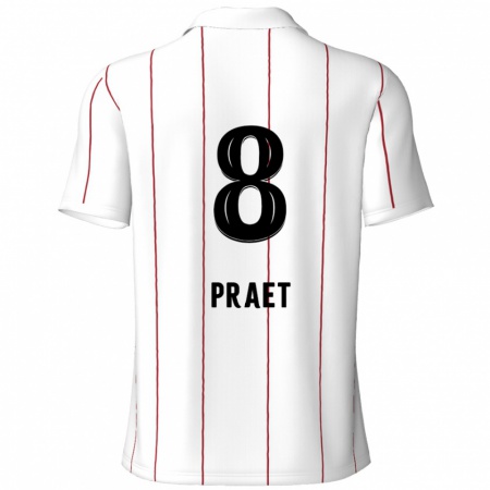 Kandiny Damen Dennis Praet #8 Weiß Schwarz Auswärtstrikot Trikot 2024/25 T-Shirt