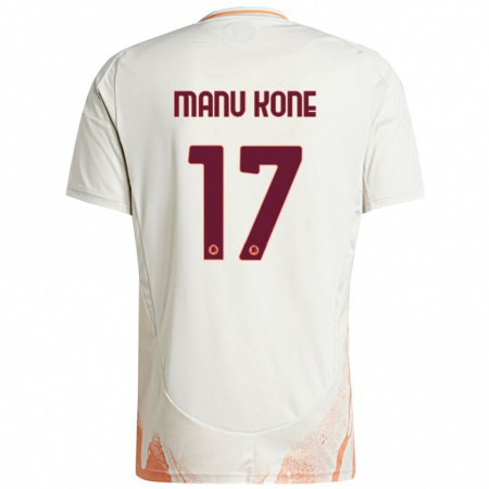 Kandiny Damen Manu Koné #17 Cremeweiß Orange Auswärtstrikot Trikot 2024/25 T-Shirt