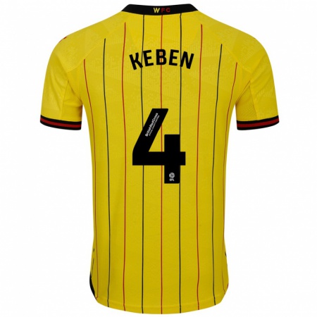 Kandiny Damen Kévin Keben #4 Gelb Schwarz Heimtrikot Trikot 2024/25 T-Shirt