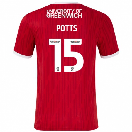 Kandiny Damen Dan Potts #15 Rot Weiß Heimtrikot Trikot 2024/25 T-Shirt